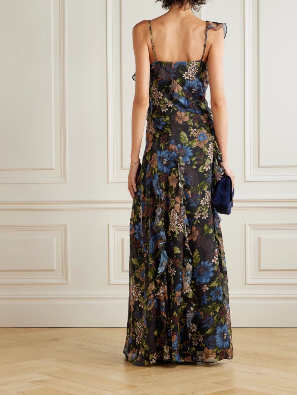 Veronica Beard Madeline Silk Maxi Dress NWT Black Multi Floral Size 8 - Picture 2 of 6